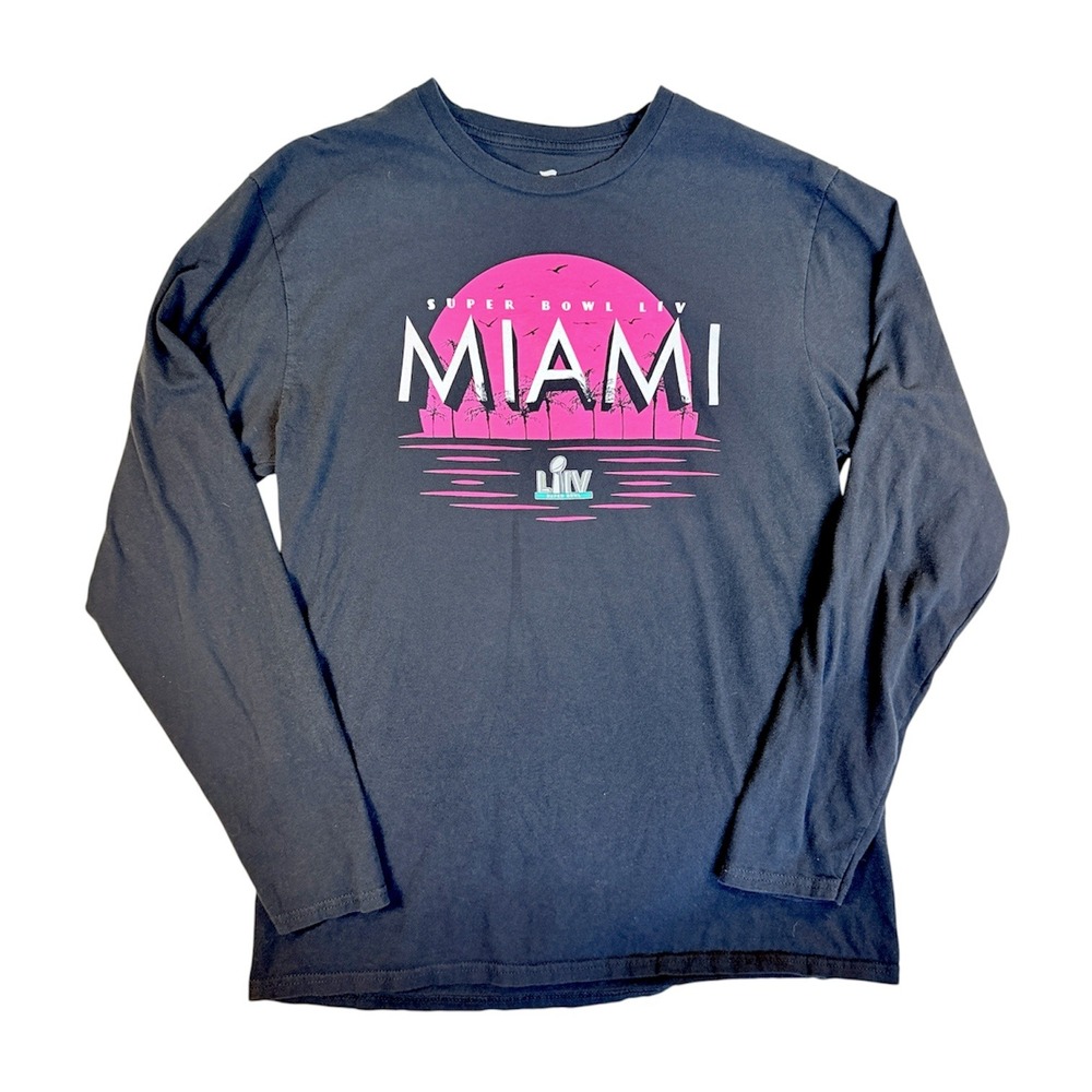 Fanatics Super Bowl LIV Miami Long Sleeve Shirt Mens Medium Black Graphic Tee